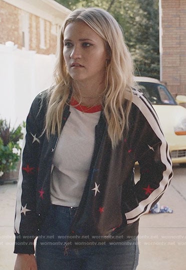 Roxy’s star print jacket on Almost Family