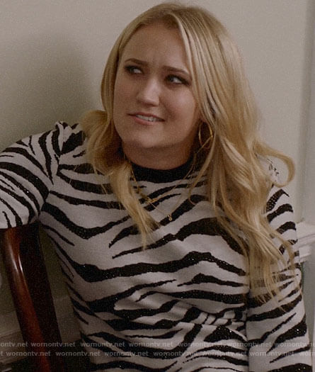 Roxy’s zebra stripe sweater on Almost Family