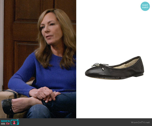 Sam Edelman Felicia Ballet Flat in Black Leather worn by Bonnie Plunkett (Allison Janney) on Mom