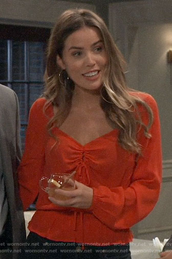 Sasha’s red keyhole top on General Hospital