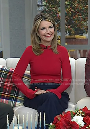 Savannah’s red bell sleeve top on Today