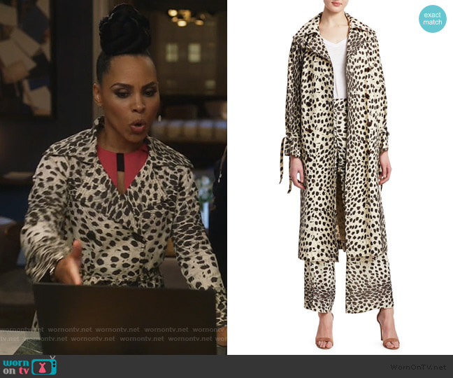 Sea Leo Leopard Double Breasted Trench Coat worn by Tegan Price (Amirah Vann) on How to Get Away with Murder