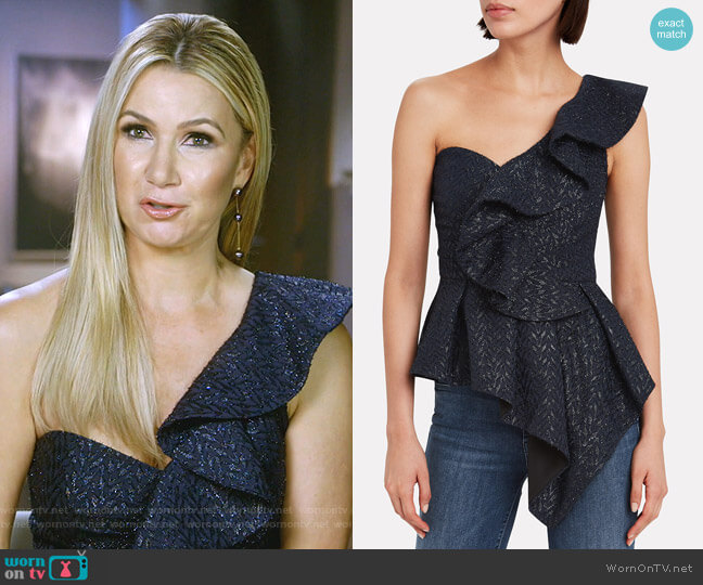 Self Portrait Fil Coupé One-Shoulder Top worn by Kary Brittingham on The Real Housewives of Dallas