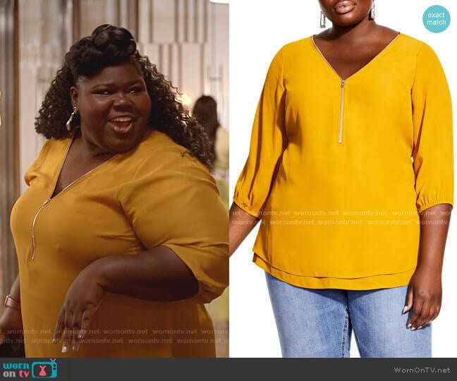 City Chic Sexy Fling Zip Front Top worn by Becky (Gabourey Sidibe) on Empire