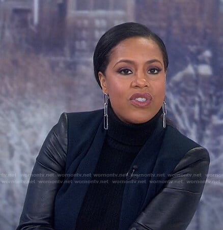 Sheinelle’s navy leather-sleeve blazer on Today