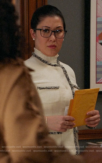 Sherri’s white tweed jacket on All Rise