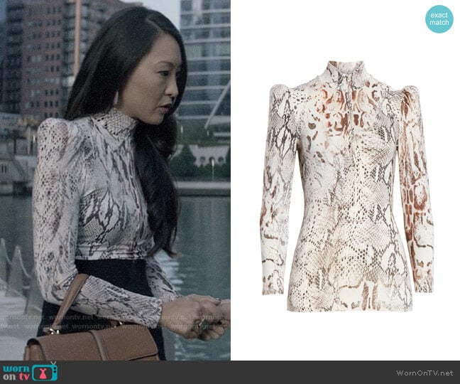Smythe Puff Sleeve Half-Zip Top worn by Catherine Hamilton-Kane (Elizabeth Anweis) on Batwoman