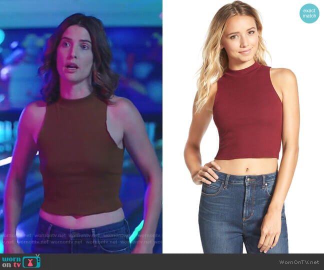 Soprano Mock Neck Crop Tank worn by Dex Parios (Cobie Smulders) on Stumptown