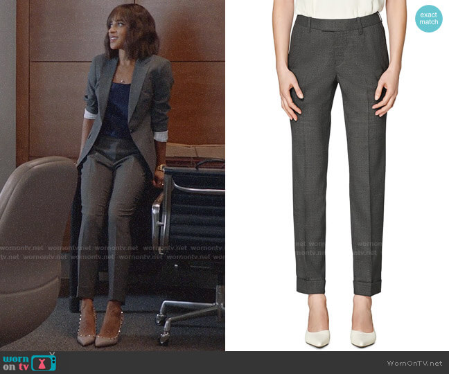 Suistudio Robin Cuff Wool Trousers in Grey worn by Edie Palmer (Megalyn Echikunwoke) on Almost Family