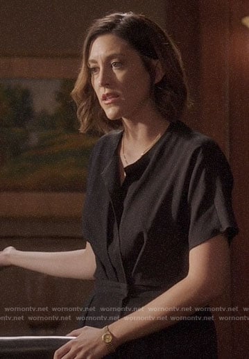 Sydney’s navy jumpsuit on Bluff City Law