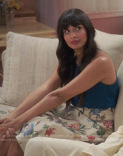 Tahani’s floral skirt on The Good Place