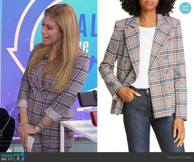 Tanya Taylor Melena Plaid Double Breasted Jacket worn by Jill Martin on Today
