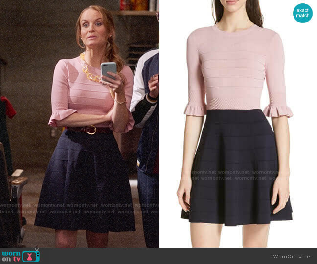 Ted Baker Dyana Dress worn by Miss Jenn (Kate Reinders) on High School Musical The Musical The Series