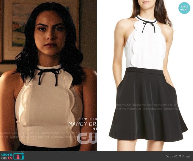 Ted Baker Bahati Scallop Halter Skater Dress worn by Veronica Lodge (Camila Mendes) on Riverdale