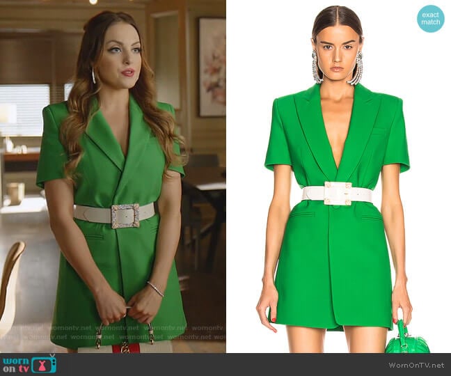 Area Bonded Short Sleeve Blazer Dress worn by Fallon Carrington (Elizabeth Gillies) on Dynasty