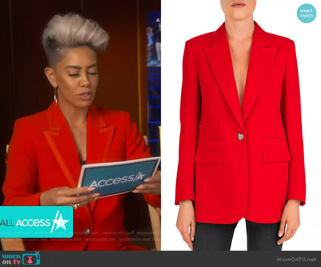 The Kooples Single Heart-Shaped Button Crepe Blazer worn by Sibley Scoles on Access Hollywood
