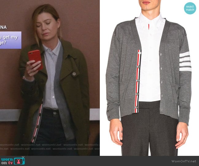 Thom Brown Classic Merino Cardigan worn by Meredith Grey (Ellen Pompeo) on Greys Anatomy