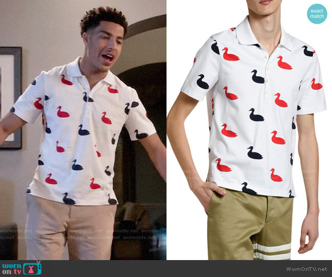 Thom Browne Duck-Print Polo Shirt worn by Andre Johnson Jr (Marcus Scribner) on Black-ish