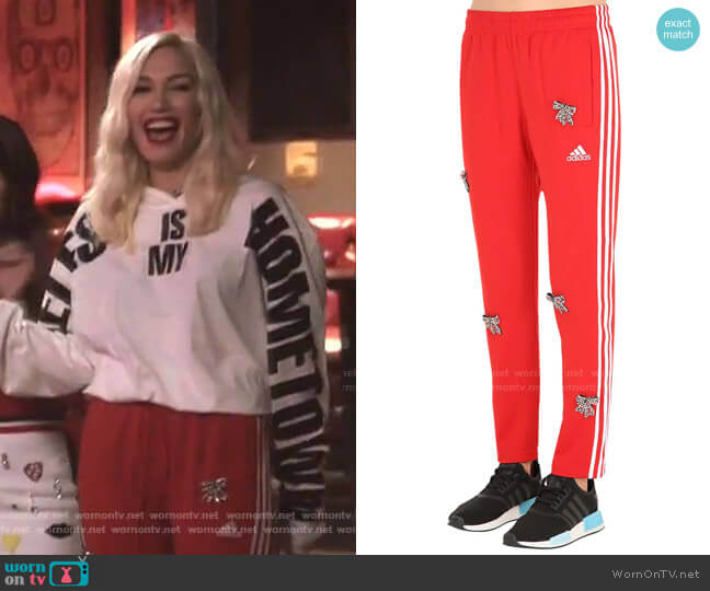 Tiger in the Rain Embellished Bows Vintage Track Pants worn by Gwen Stefani on The Voice