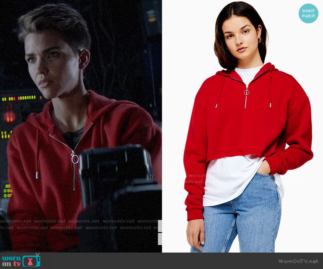 Topshop Half-zip Cropped Hoodie worn by Kate Kane (Ruby Rose) on Batwoman