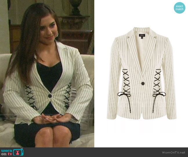 Topshop Striped Corset Detail Blazer worn by Ciara Brady (Victoria Konefal) on Days of our Lives