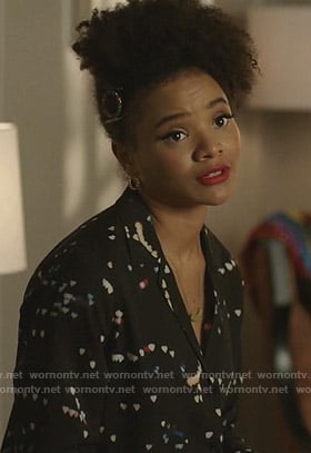 Vanessa’s black heart print blouse on Dynasty