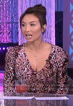 Jeannie’s pink velvet leopard bodysuit on The Real
