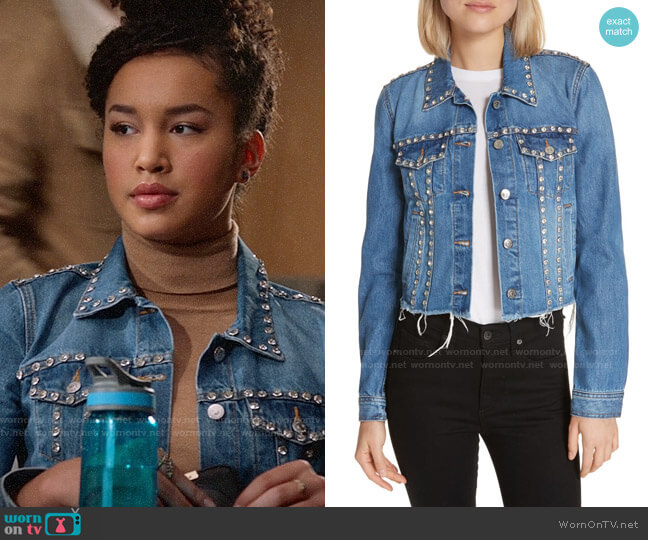 Veronica Beard Cara Rhinestone Jean Jacket worn by Gina (Sofia Wylie) on High School Musical The Musical The Series