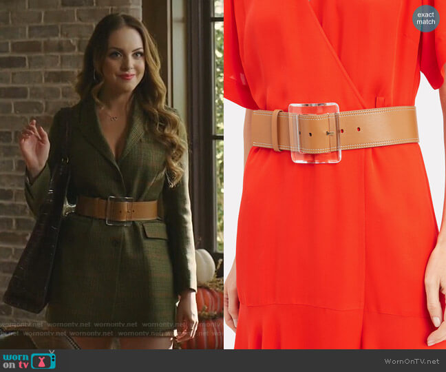 Veronica Beard Corin Belt worn by Fallon Carrington (Elizabeth Gillies) on Dynasty