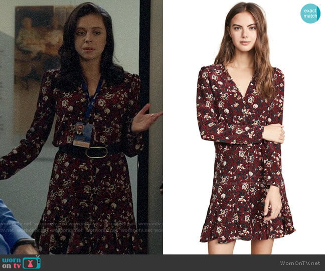 Veronica Beard Riggins Dress in Bordeaux Multi worn by Claire Conway (Bel Powley) on The Morning Show
