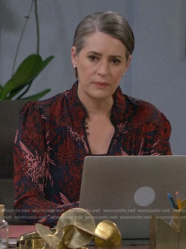 Veronica’s printed blouse on Mom