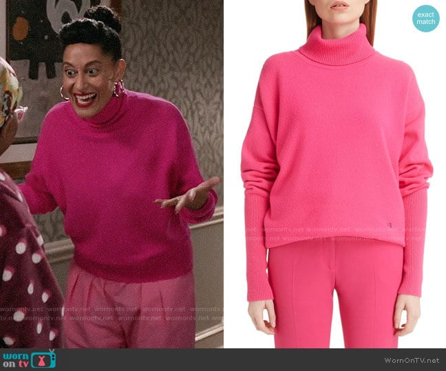 Victoria Beckham Oversize Stretch Cashmere Turtleneck Sweater worn by Rainbow Johnson (Tracee Ellis Ross) on Black-ish