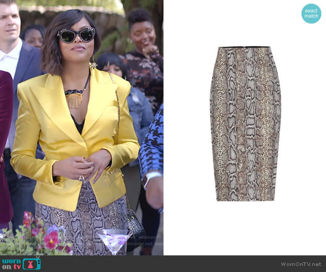 Victoria Beckham Snake-Jacquard Pencil Skirt worn by Cookie Lyon (Taraji P. Henson) on Empire