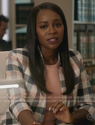 Michaela’s check linen blazer on How to Get Away with Murder