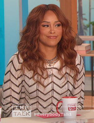 Eve’s white zig-zag sweater on The Talk