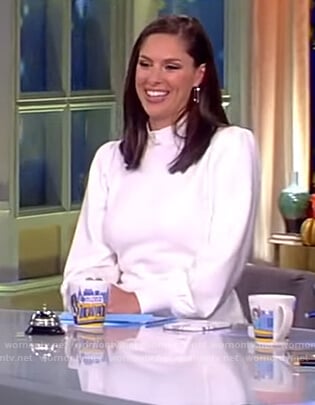 Abby’s white puff sleeve top on The View
