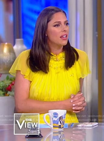 Abby’s yellow pleated dress on The View