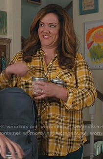 Katie’s yellow plaid shirt on American Housewife