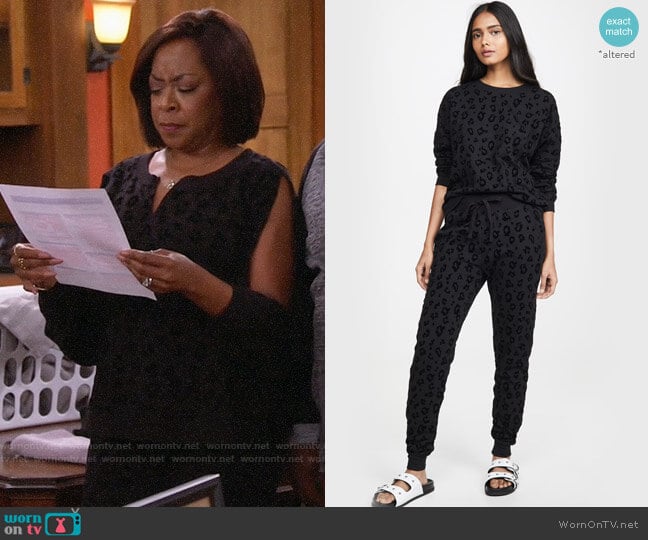Z Supply The Animal Flocked Pullover worn by Tina Butler (Tichina Arnold) on The Neighborhood