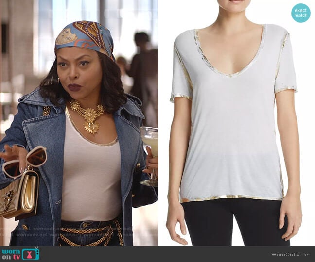 Zadig & Voltaire Tino Metallic-Trim Tee worn by Cookie Lyon (Taraji P. Henson) on Empire