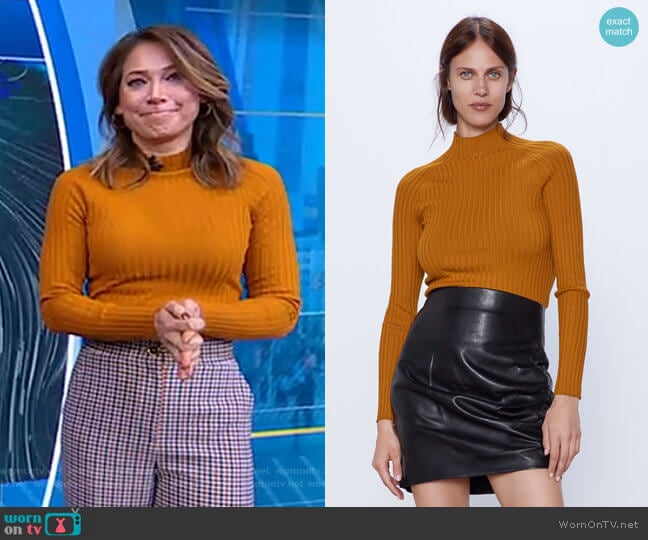 Zara Mock Neck Sweater worn by Ginger Zee on Good Morning America