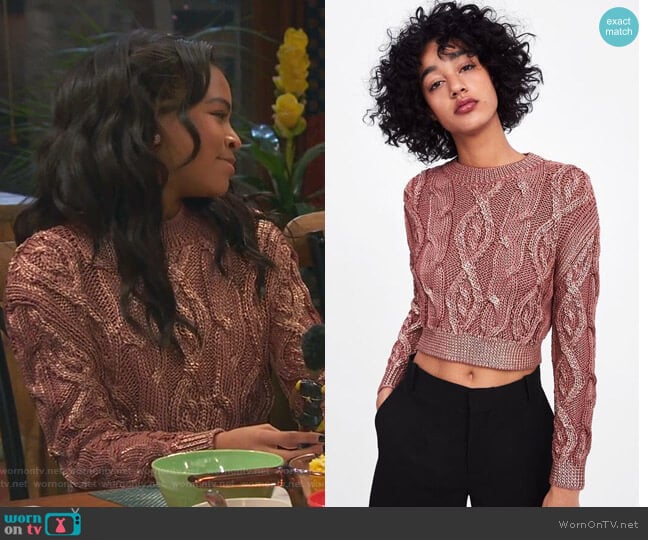 Zara Cable Knit Sweater worn by Nia Baxter (Navia Robinson) on Ravens Home