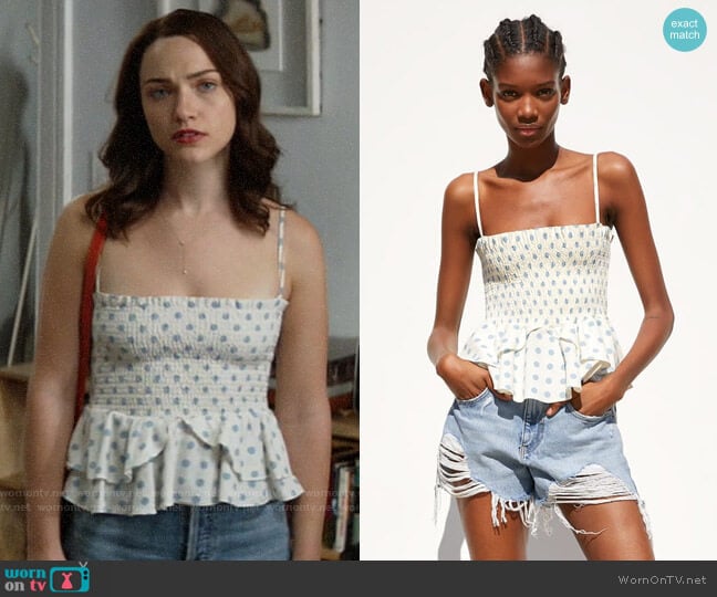Zara Ruffled Top worn by Cara Bloom (Violett Beane) on God Friended Me