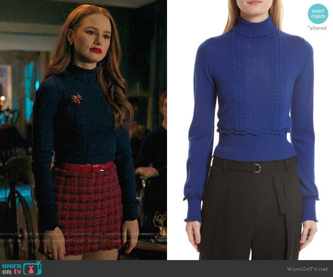 3.1 Phillip Lim Puffy Cable Turtleneck Sweater worn by Cheryl Blossom (Madelaine Petsch) on Riverdale