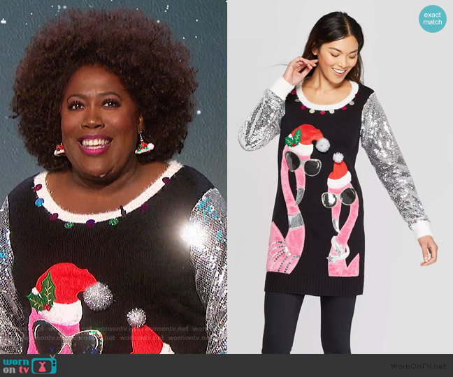 33 Degrees Flamingo Tunic Ugly Holiday Sweater worn by Sheryl Underwood on The Talk