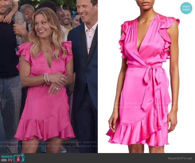 7 for all mankind Flutter Sleeve Wrap Dress worn by DJ Tanner-Fuller (Candace Cameron Bure) on Fuller House