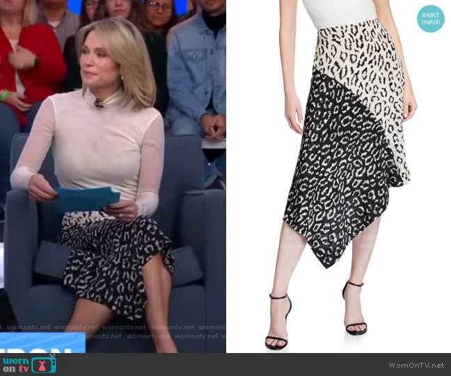 A.L.C. Natalie Asymmetrical Colorblock Skirt worn by Amy Robach on Good Morning America