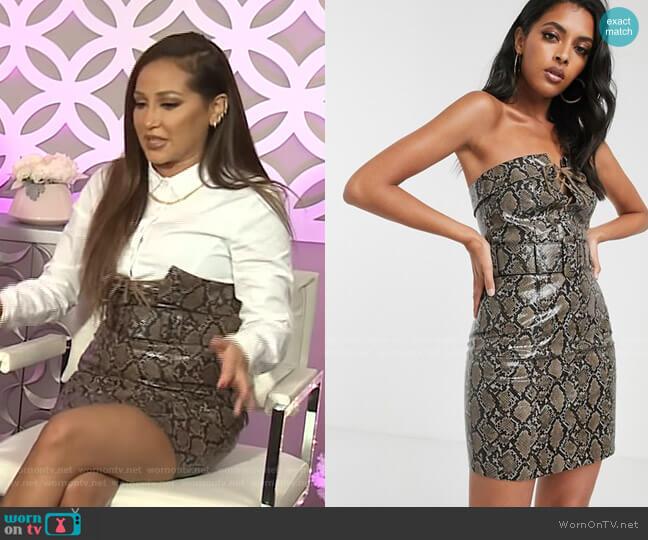 Asos Belted Mini Dress with lace up worn by Adrienne Houghton on The Real