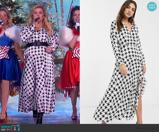 ASOS Wrap Front Midi Dress worn by Kelly Clarkson on The Kelly Clarkson Show