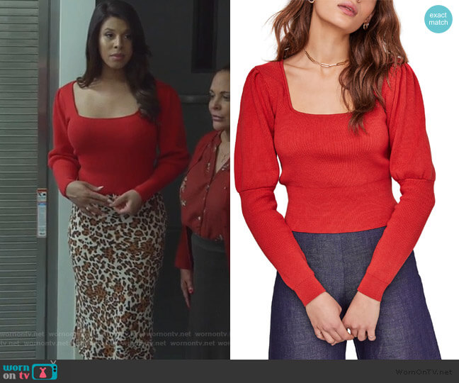ASTR The Label Bijou Square Neck Sweater